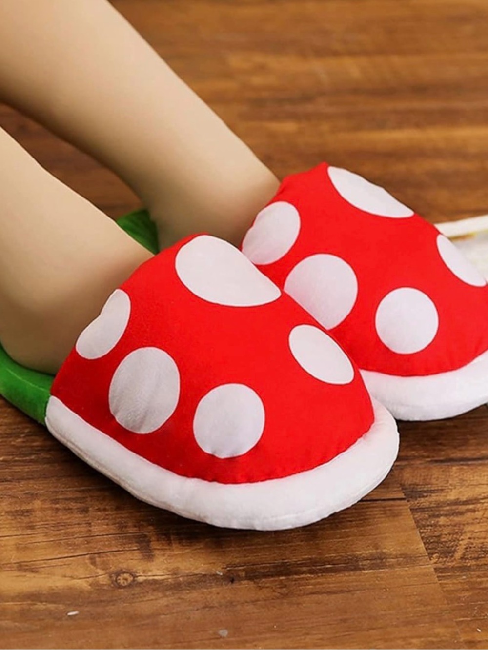 Super Mario Piranha Plant Plush Slippers with Green Pipe Pot Holder NWOT